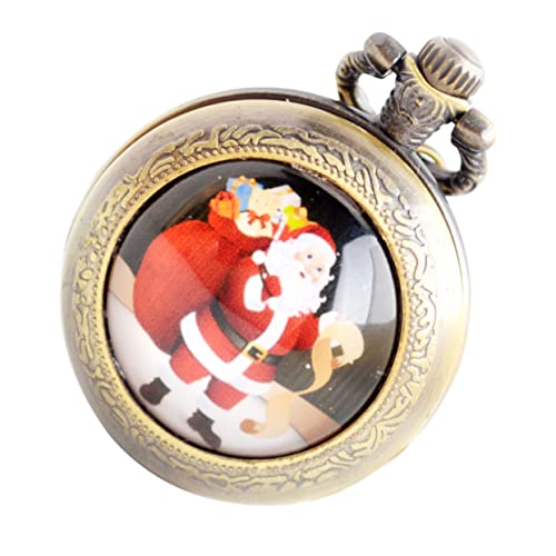 PRETYZOOM 1stück Retro Taschenuhr Mit Weihnachtsmotiv Vintage Kettenuhr Für Herren Und Damen Dekorative Quarzuhr Einzigartigem Santa Design Als Zu Weihnachten von PRETYZOOM