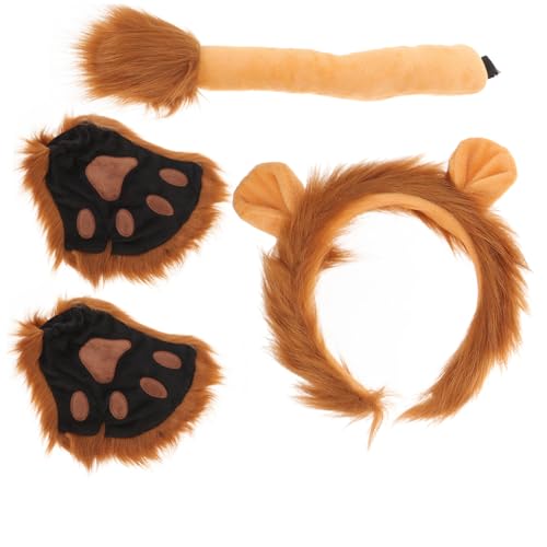 PRETYZOOM 1 Satz Maskerade-stirnband Halloween-ohren-stirnband Tierhaarbänder Schwanz Aus Kunstpelz Ohren Und Schwanz Halloween-tierschwanz Tierkostüme Kostüm Für Kleidungsset Stoff Draussen von PRETYZOOM