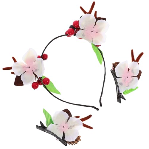 PRETYZOOM 1 Satz Weihnachtskopfschmuck Geweih-ohren-blumen-stirnband Haarreifen Aus Hirschhorn Weihnachtsrentier-haarspangen Haarspange Mit Geweihohren Haarband Damen Metall Elch Zubehör von PRETYZOOM