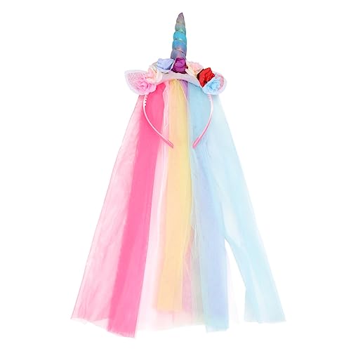 PRETYZOOM Haarschmuck 1 Stück Einhorn-Mesh-Stirnband Modische Stirnbänder Tiara Für Mädchen Stirnbänder Regenbogen-Einhorn-Stirnband Mädchen-Einhorn-Stirnband Einhorn-Haarband Haarreifen von PRETYZOOM