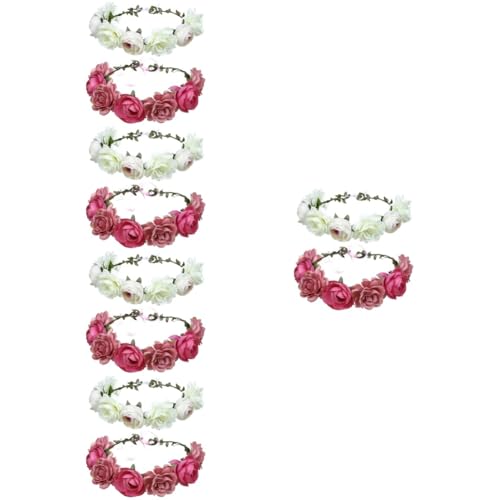 PRETYZOOM 10 Stück Rosen-Stirnband Blumen-Haarspangen Für Damen Blumen-Kopfschmuck Blumen-Stirnband Girlanden-Kopfschmuck Blumen-Stirnband Blumen-Clips Reisen Badeort Stoff von PRETYZOOM