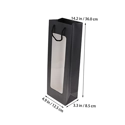 PRETYZOOM 12stücke Pack Weinflaschenbeutel Aus Kraftpapier Mit Fenster Tragbare Geschenktaschen Für Rotwein Geschenktüten Für Weinflaschen Schwarz von PRETYZOOM