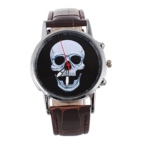 PRETYZOOM 1stück Großer Zifferblatt Herrenuhr Mit Skelettmuster Modische Quarzuhr Für Schüler Und Halloween-Events Schädel-Design Armbanduhr Für Männer Stylische Quarzuhr Mit Großem von PRETYZOOM