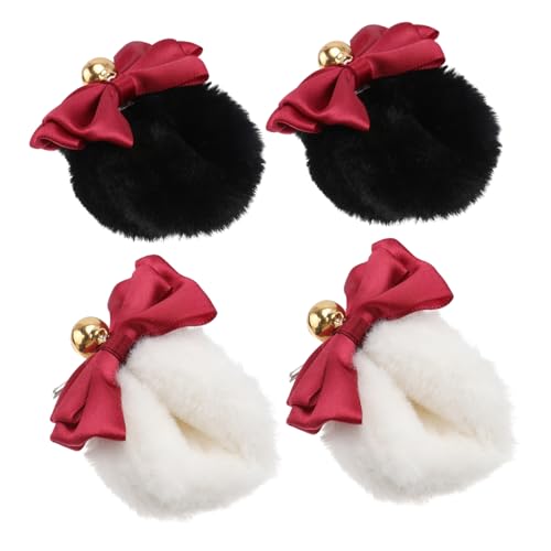 PRETYZOOM 2paare Haarspange Plüsch-haarspange Für Mädchen Kopfschmuck Mit Bärenohren Und Schleife Party-kopfschmuck Dekorative Haarnadeln Zubehör von PRETYZOOM