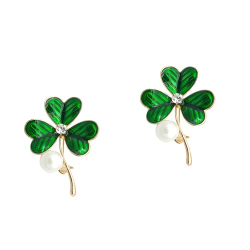 PRETYZOOM 2 Stk Kleeblatt-brosche Kristall Brosche Kleeblatt Brosche Pin St Patricks Day Party Favors St. Patricks Day-pins Persönlichkeit Geburtstagsgeschenk Fräulein Strasssteine von PRETYZOOM