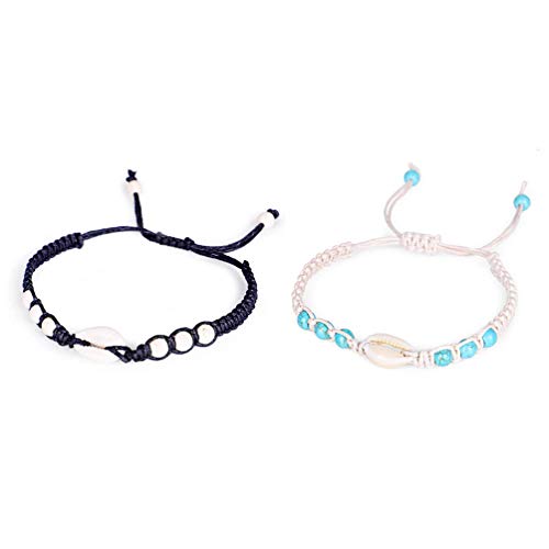 2st Strandarmband Mädchen Conch-armband Frauen Armband Damen Armband Muschel Armreif Geflochtenes Armband Mädchen Gewebter Armbandschmuck Muschelarmband Handbuch Hawaii Fräulein von PRETYZOOM
