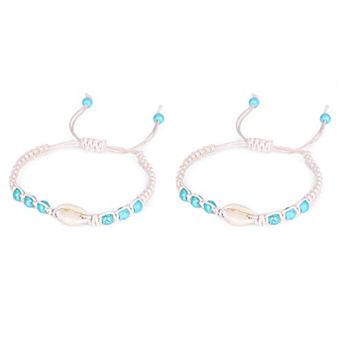 2st Muschelarmband Muschel Armreif Strandmuschel Armband Im Hawaiianischen Stil Conch-armband Gewebter Armbandschmuck Frauen Armband Muschelschmuck Fräulein Jamaika Weiß Mädchen von PRETYZOOM