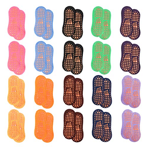 PRETYZOOM 20 Paar Trampolinsocken Rutschfeste Griffe Socken Yoga Socken Bodensocken Sportsocken für Erwachsene Kinder (Zufällige Farbe) von PRETYZOOM