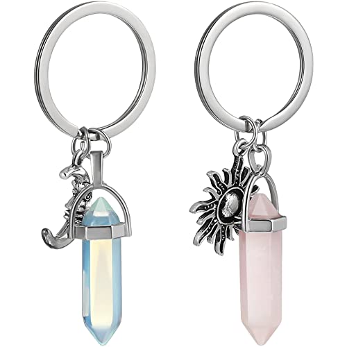 PRETYZOOM 2Pcs Freunde Kristallstein Schlüsselbund Mond Und Sonne Charms Schlüsselring Heilung Kristall Schlüsselbund Schlüsselbund Paare Schwestern Bff Schmuck Schlüsselbund von PRETYZOOM