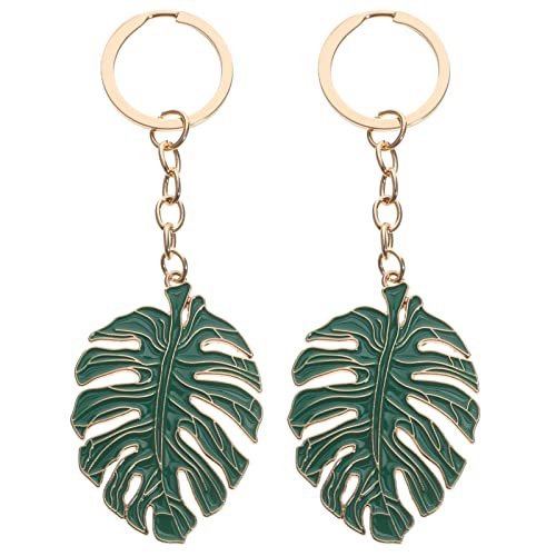 PRETYZOOM 2Pcs Tropical Palm Blatt Keychain Legierung Hohl Monstera Leaf Schlüssel Ringe Sommer Tasche Anhänger Koffer Anhänger Hawaii Luau Party Liefert von PRETYZOOM