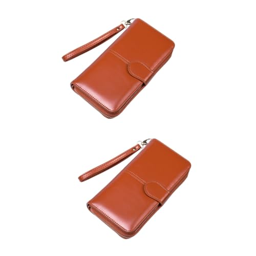 PRETYZOOM 2St Portemonnaie Ölwachsleder Damen geldbörsen Frauen geldbörse Brieftasche kollegen beledert Damen Clutch geldbörse Damengeldbörse Wachshaut Handtasche Handytasche von PRETYZOOM