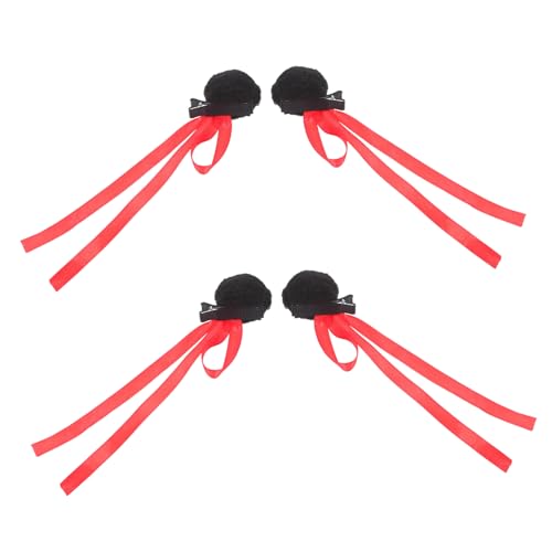 PRETYZOOM 2paare Haarspangen Mit Schleife Für Mädchen Süße Pompon-haarspangen Für Cosplay-partys Und Hochzeiten Modisches Haar-accessoire von PRETYZOOM