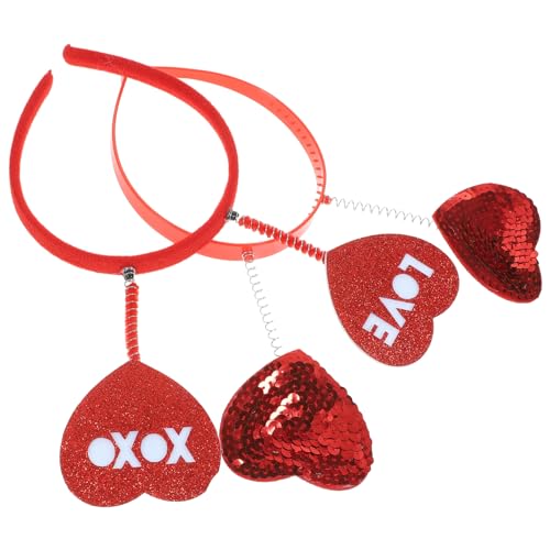 PRETYZOOM 2 Stück Herz-Stirnband Kopfschmuck Foto-Requisiten Haar-Accessoires Für Mädchen Braut-Geschenk Liebes-Herz-Haarreifen Kinder-Geschenk Mädchen-Herz Brautjungfer Rote Krone von PRETYZOOM