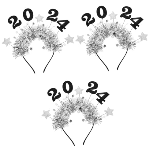 PRETYZOOM 3 Stück Geburtstags Stirnband Silvester Haarband Mond Neujahrs Stirnband Glitzernde Stern Stirnbänder Glitzer Stirnband Weihnachtsgeschenke Frohes Neues Jahr Stirnband Bulk von PRETYZOOM