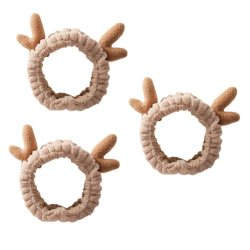 PRETYZOOM Yoga-Haarband 3 Stück Rentier Stirnband Plüsch Elastisches Stirnband Weihnachts Stirnband Handtuch Stirnband Weihnachtsgeweih Kopfwickel Tier Ohr Gesichtswasch Stirnband Modische von PRETYZOOM