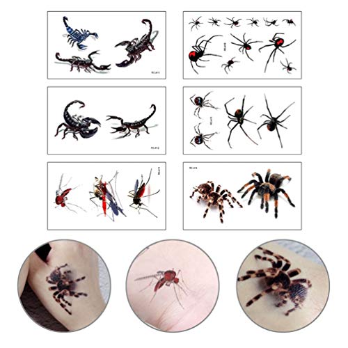 PRETYZOOM 30 Stück Halloween Tattoos 3D Realistische Spinne Skorpion Tattoo Aufkleber Set Temporäre Tätowierung für Männer Frauen Halloween Maskerade Party Gunst Lieferungen (Verschiedene von PRETYZOOM