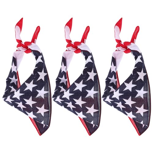 PRETYZOOM 3Pcs Amerikanische Flagge Bandana Stirnband USA Flagge Kopfbedeckung Unisex Cowboy Bandanas Patriotische Accessoires von PRETYZOOM