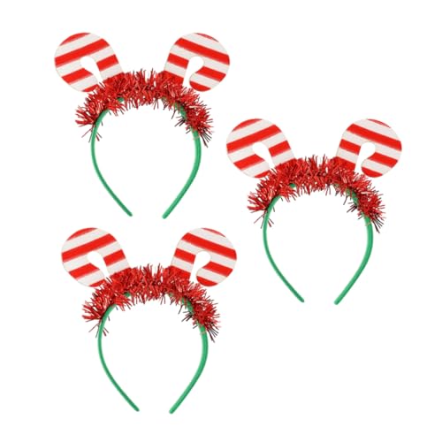 PRETYZOOM 3st Weihnachts-cane-stirnband Weihnachtshaarbänder Zuckerstange Festliche Weihnachtskopfschmuck Weihnachtshaarreifen Foto Haarreifen Hüte Handtuch Kind Weihnachtselfe Cosplay von PRETYZOOM