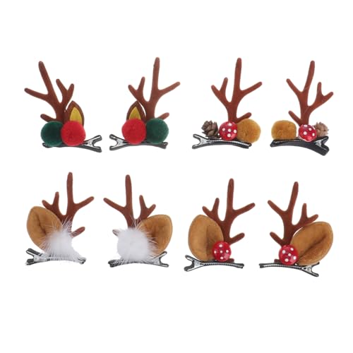 PRETYZOOM 4 Paare kinder haarspangen haarspange kinder Haarschmuck für -Outfits Haarschmuck aus weihnachten deko niedlich Haarnadel Geweih Ausgabekarte Kleinkind Kleidung von PRETYZOOM