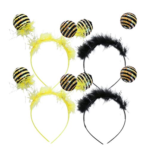 PRETYZOOM 4 Stück Bienen Haarreif Fühler Haarreif mit Kugeln Haarschmuck Ostern Party Festival Cosplay Kopfbedeckung Kinder Erwachsene Kostüm Zubehör von PRETYZOOM