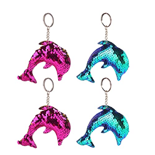 PRETYZOOM 4 Stück Glitter Dolphin Schlüsselanhänger Hängende Meerestier Schlüsselanhänger Anhänger Pailletten Ocean Style Schlüsselanhänger für Geldbörse Handtasche Rucksackschlüssel (Rosig + Blau) von PRETYZOOM