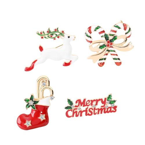 PRETYZOOM 4 Stück Weihnachtsbrosche weihnachtsdeko Weihnachts-Emaille-Pin Weihnachtsbaum Broschen Geschenke für kleine Geschenke Weihnachtssto Weihnachtsnadel Kleiderdekorationsbrosche Elch von PRETYZOOM