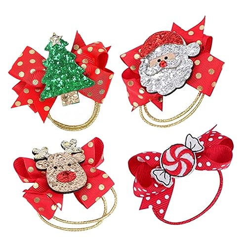 PRETYZOOM 4 Weihnachtshaargummis Weihnachtsfliege Stirnband Kinder Fliege Haarreifen Kinder weihnachts scrunchies kinder haarschmuck Gummiband-Haargummis Haarschmuck für Kinder von PRETYZOOM