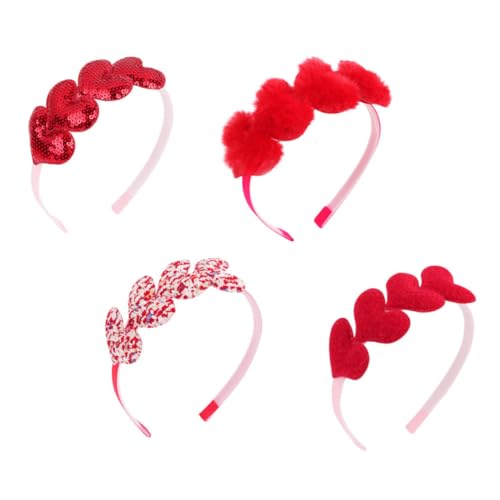 PRETYZOOM 4 valentinstag stirnband Haarschmuck für Kinder hair accessories for girls Haarbänder für Damen Liebesstirnbandfrauen Hochzeitszubehör weihnachtsdeko valentinstag stirnbänder von PRETYZOOM