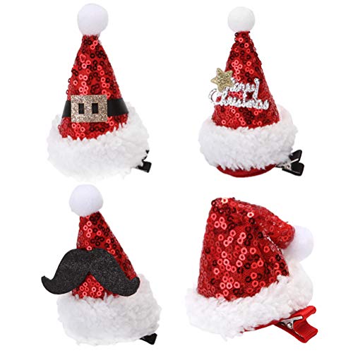 PRETYZOOM 4Pcs Weihnachtsmütze Haarspange Pailletten Haarspangen Mini Weihnachtsmütze Kopfschmuck Weihnachtshaar Zubehör für Weihnachtsfeier Gefälligkeiten von PRETYZOOM