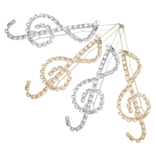 PRETYZOOM 4stücke Metall-haarspangen Mit Musiknoten Strass-haarspangen Für Frauen Und Mädchen Rutschfeste Haarklammern Haar-accessoire Für Hochzeit Und Täglichen Gebrauch von PRETYZOOM