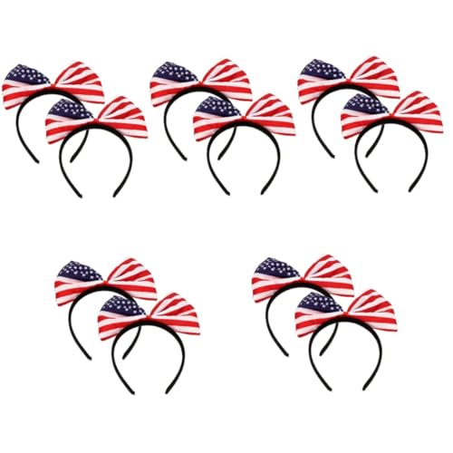 PRETYZOOM 5 Sätze Stirnband Mit Amerikanischer Flagge Rot Patriotisches Stirnband Partydekorationen Stolz Kopfbedeckung Zum Tag Der Unabhängigkeit Mit Us-flagge Plastik 2 Stück * 5 von PRETYZOOM