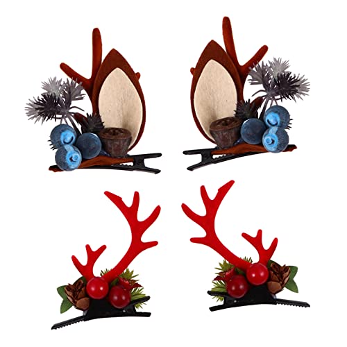 PRETYZOOM 6 Paare Weihnachtsgeweih-haarspange Hirsch Kostüm Rentier-haarspangen Weihnachts-haarschmuck Geweih Haarspangen Geweih-haarspangen Für Frauen Fräulein Erwachsener Stoff Trompete von PRETYZOOM