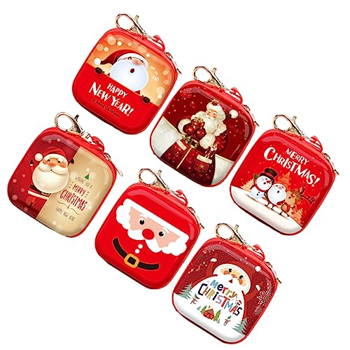 PRETYZOOM 6st Weihnachtsbaumschmuck Kreditkarten-geldbörse Gefälligkeiten Für Weihnachtsfeiern Weihnachtsmann-reißverschlusstasche Weihnachtsrucksack Hängende Geldbörse Kind Mini Münzbeutel von PRETYZOOM