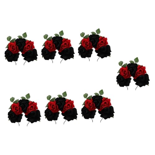 PRETYZOOM 7 Stk Rosa Stirnband Rosafarbener Kopfschmuck Haarschmuck Halloween-kostüm-kopfbedeckung Halloween-schleier-stirnband Mexikanisches Blumenstirnband Hochzeitsblumen Stoff Damen Fee von PRETYZOOM