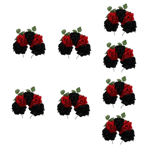 PRETYZOOM 8 Stk Rosa Stirnband Tag Der Toten Stirnband Kopfschmuck Aus Rosenblüten Halloween-kopfschmuck Blumenhaargirlande Stirnband Mit Rosenschädel Hochzeit Stoff Schleier Skelett Damen von PRETYZOOM