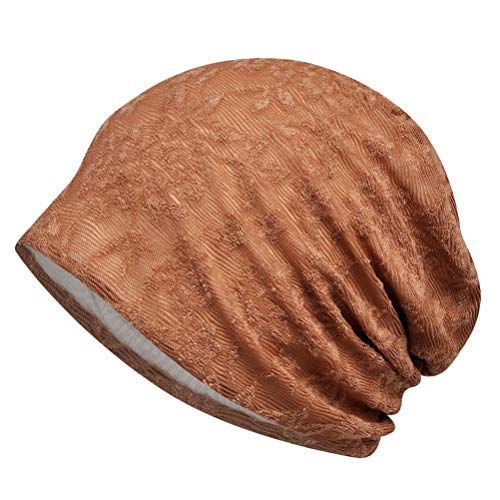 PRETYZOOM Chemo Hut Krebspatienten Schlafen Nachtmütze Hut Baumwolle Haar Turbane Mütze Nacht Kopfbedeckung Haarausfall Hut für Frauen (Dunkles Khaki) von PRETYZOOM