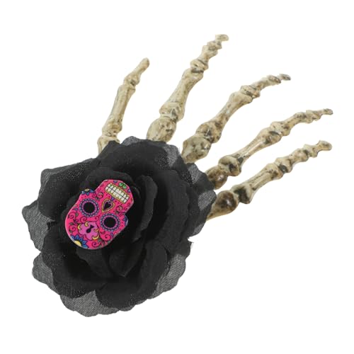 PRETYZOOM Halloween-Haargummis Haarnadel mit Haarnadeln schwarz Tiara Gothic-Haarspangen Halloween-Accessoires für Frauen Skelett Zubehör Ornamente Klauenclip Fräulein Haarschmuck Plastik von PRETYZOOM