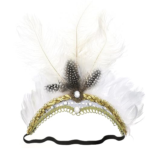 PRETYZOOM Karnevals-fascinator-stirnband Party-stirnband Karneval Fascinator Kopfschmuck Fascinator-stirnband Für Karneval Gatsby-stirnband Stirnbänder Charmant Feder Weiß Damen Kleidung von PRETYZOOM