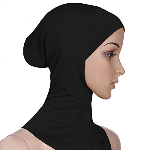 PRETYZOOM Frauen Einstellbare Muslim Hijab Neck Cover Schal Haube Innere Hijab Cap Full Cover Bone Lady Islamische Muslimische Kopfbedeckung (35x24 cm, Schwarz) Geburtstag Hochzeitsfeier Lieferungen von PRETYZOOM
