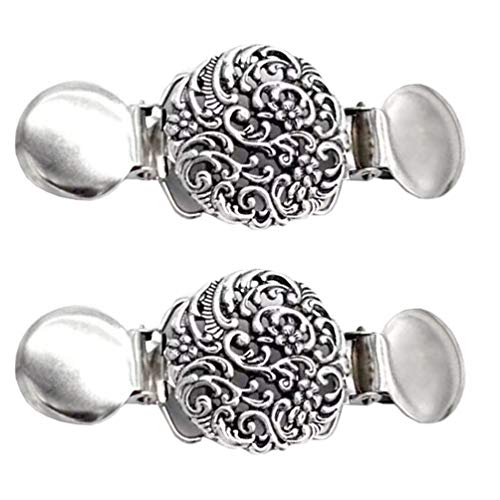 PRETYZOOM Hemdhalter 2 Stücke Pullover Clips Vintage Schal Cardigan Clip Strickjacke Clips Kette Verschluss Metall Retro Brosche Pin für Sweater Kleider Jacke Ärmelhalter von PRETYZOOM