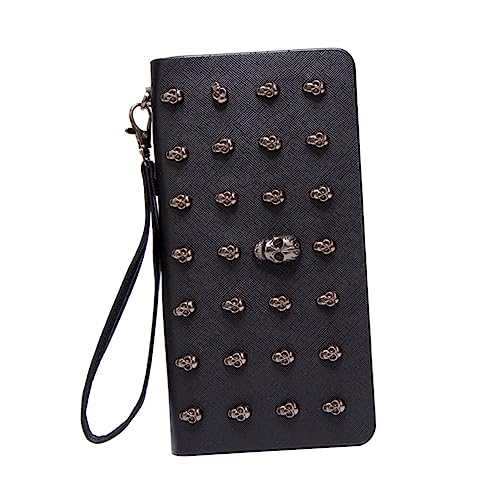 PRETYZOOM Lange Geldbörsen-Clutch Die Handtasche Der Frau Damen Handtasche Aus Leder Einkaufstasche Aus Schwarzem Leder Ledergeldbeutel Für Damen Sommer Kupplung Armband Skelett Fräulein von PRETYZOOM