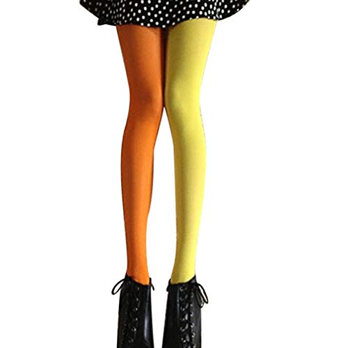 PRETYZOOM Orange Gelbe Frauen Strumpfhose in Voller Länge Getönten Strumpfhosen Kostüm Legging Strumpfhose Freie Größe Farben Damen Party Legging Strümpfe von PRETYZOOM