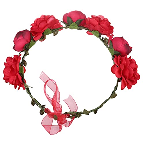 PRETYZOOM Rosa Stirnband Haarkränze Für Feenkrone Fee Stirnband Haarspange Damen Stirnbänder Fee Kopfschmuck Floraler Kopfschmuck Haarband Stirnband Blumen Stoff Braut Rose von PRETYZOOM