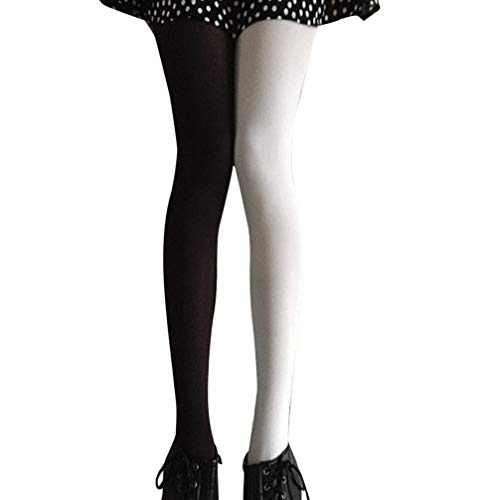 PRETYZOOM Schwarz Weiße Frauen Strumpfhosen in Voller Länge Zwei Getönten Strumpfhosen Kostüm Legging Strumpfhosen Freie Größe Zwei Farben Damen Party Legging Strümpfe von PRETYZOOM