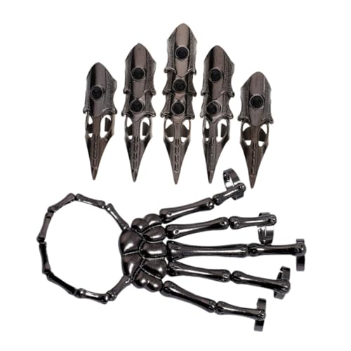 PRETYZOOM Skeletthandarmband Mit Verstellbaren Krallenringen Für Herren Retro-gothic Fingerkrallen Für Halloween-cosplay Und Alltagsmode von PRETYZOOM