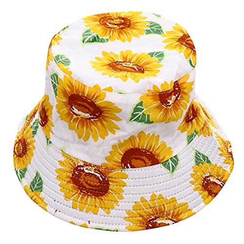 PRETYZOOM Sonnenblumen Eimer Hut Unisex Packable Eimer Hut Sun UV Schutz Hut Strand Fisherman Hut für Männer Frauen Sommer Strand Zubehör (Weiß) von PRETYZOOM