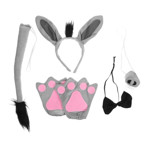PRETYZOOM Stirnband Set Plüsch Esel Ohren Handschuhe Teiliges Tierkostüm Halloween Cosplay für Verkleidung Party Zubehör von PRETYZOOM