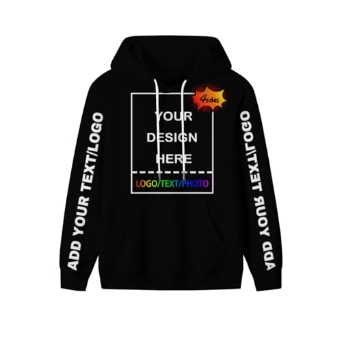 PRFELMG Unisex Hoodie Gestalten Sie Ihr eigenes Hoodie - personalisierte Paar-Sweatshirts - Team-Sweatshirts - benutzerdefinierte Sweatshirts für Paare - Geschenke auf Vorder-/Rückseite/Ärmel von PRFELMG