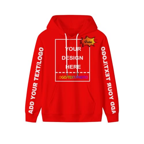 PRFELMG Unisex Hoodie Gestalten Sie Ihr eigenes Hoodies - personalisierte Paar-Sweatshirts - Team-Sweatshirt - benutzerdefinierte Sweatshirts für Paare - Geschenke auf Vorder-/Rückseite/Ärmel von PRFELMG
