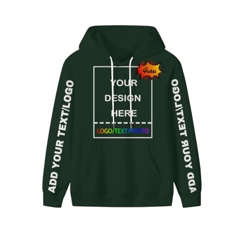 PRFELMG Unisex Hoodie Gestalten Sie Ihr eigenes Hoodies - personalisierte Paar-Sweatshirts - Team-Sweatshirt - benutzerdefinierte Sweatshirts für Paare - Geschenke auf Vorder-/Rückseite/Ärmel von PRFELMG